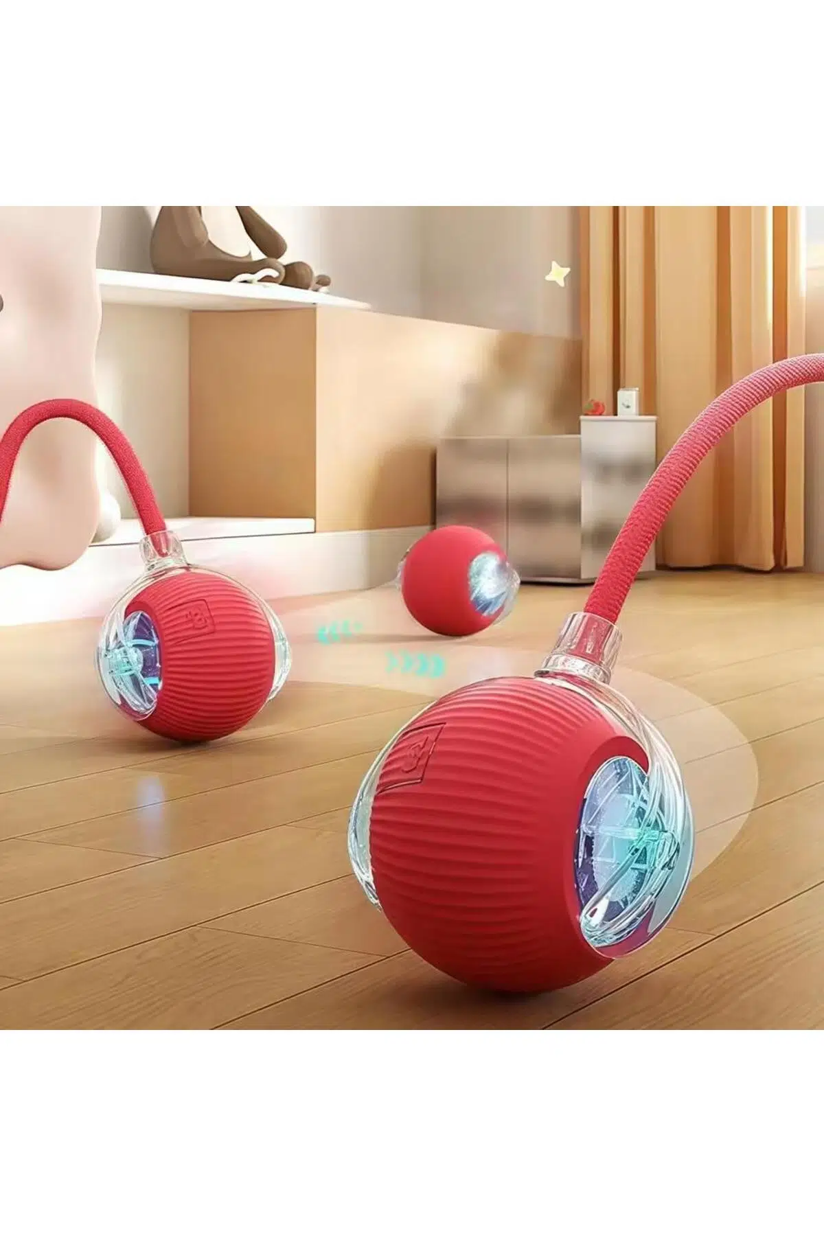 Akıllı Kedi Oyuncağı, USB Şarjlı, LED Işıklı, 3 Modlu, Otomatik Yuvarlanan Top