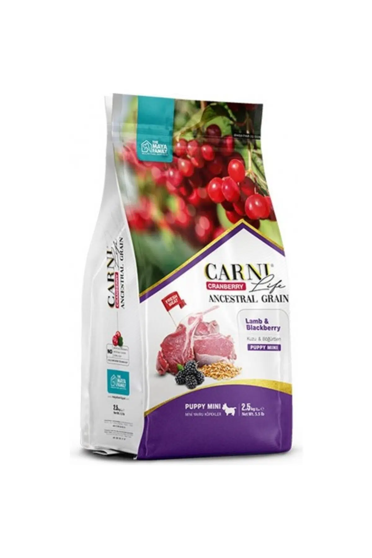 Carni Life Kızılcık Kuzu Etli Ve Böğürtlenli Küçük Irk Yavru Köpek Maması (2,5 KG)