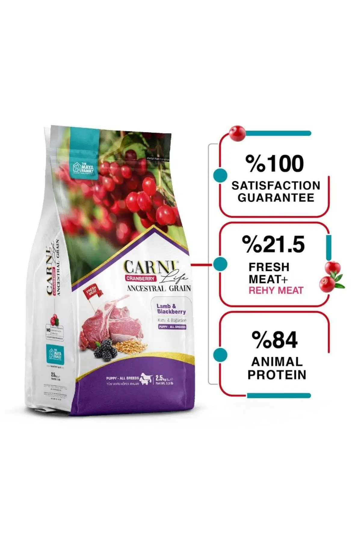 Carni Life Kuzu Etli Ve Böğürtlenli Yavru Köpek Maması 2,5 Kg