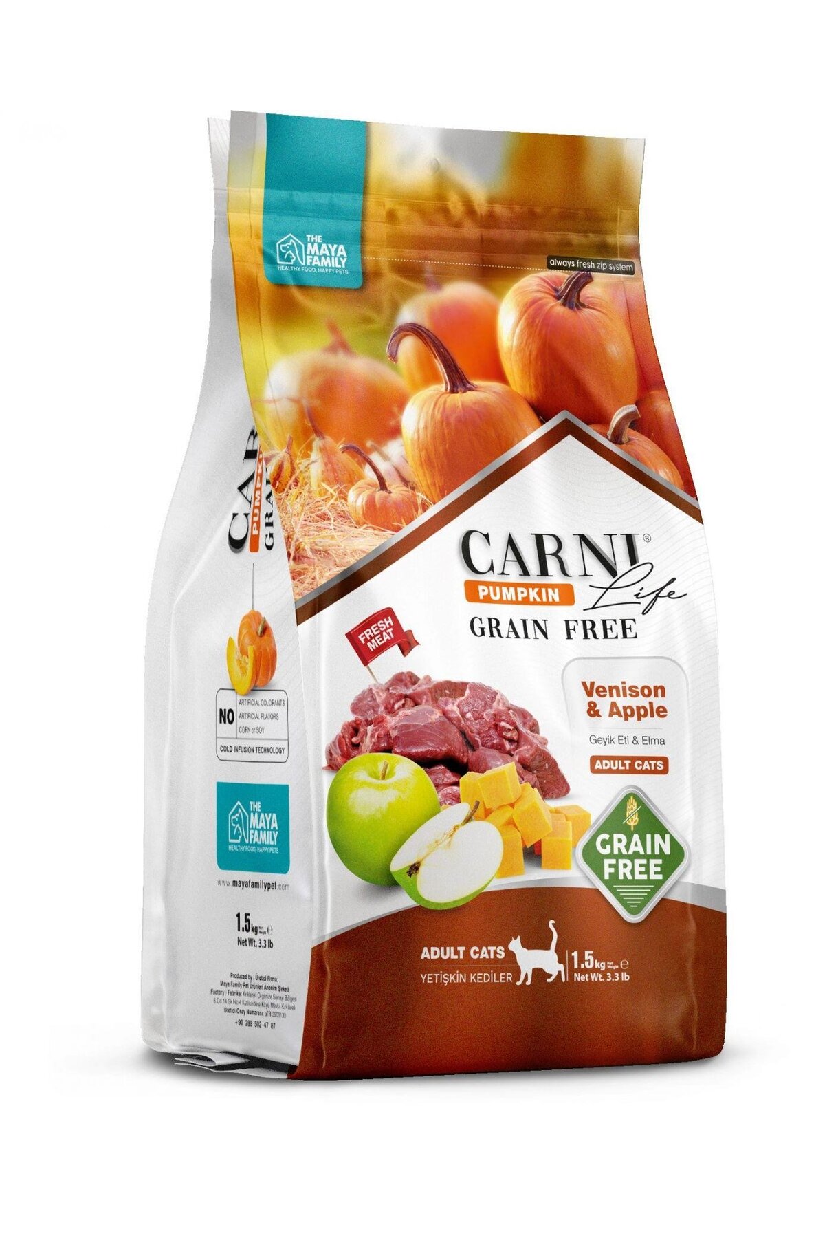 Carni Life Pumpkin Tahılsız Yetişkin Kedi Geyik & Elma 1,5 Kg