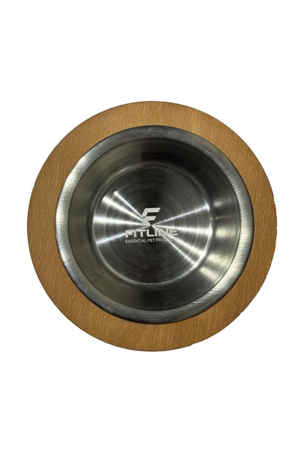 Doğal Ahşap Çelik Kaseli Kaydırmaz Ayaklı Kedi-köpek Mama Kabı 02199