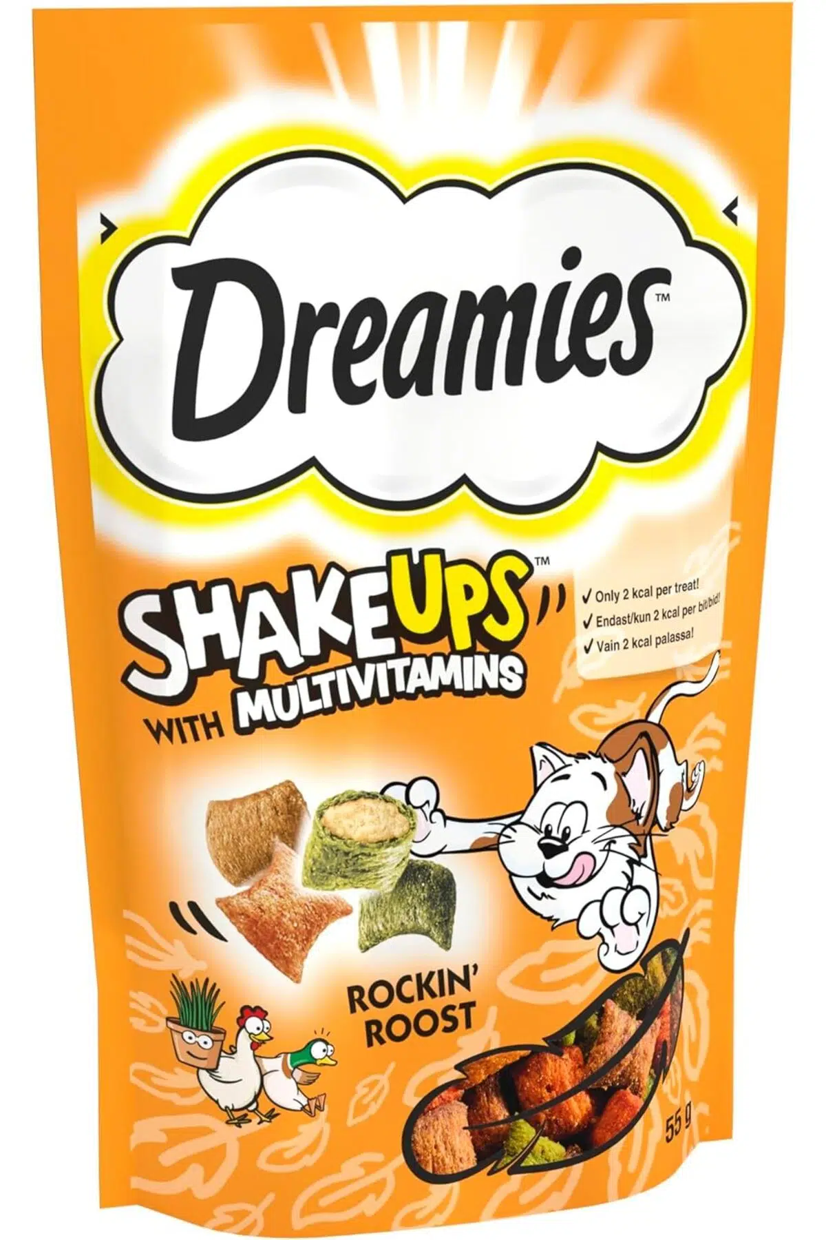 Dreamies Shake ups Tavuk, Kedi Nanesi ve Ördek Aromalı Kedi Ödülü 55 gr