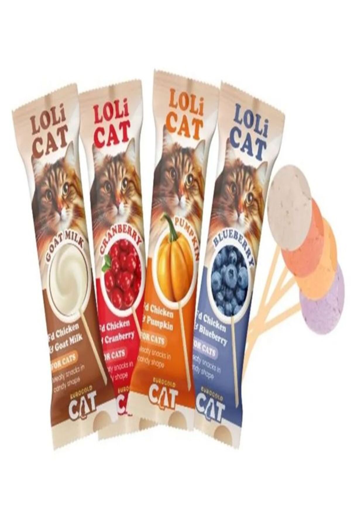 EuroGold Lolicat FD Kedi lolipopu 4lü Karışık Set