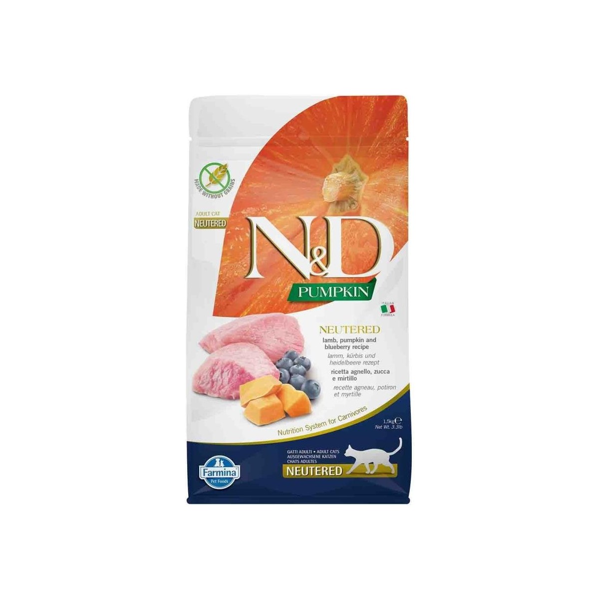 Nd Balkabaklı Kuzu Etli Yaban Mersinli Tahılsız Kısır Kedi Maması 1.5 kg